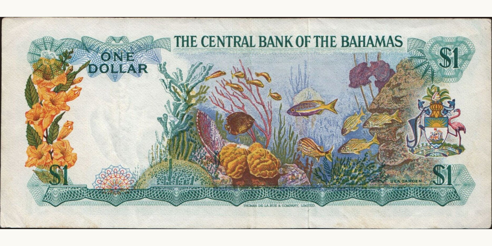 1 dollars Багамы 1974 — Оборотная сторона