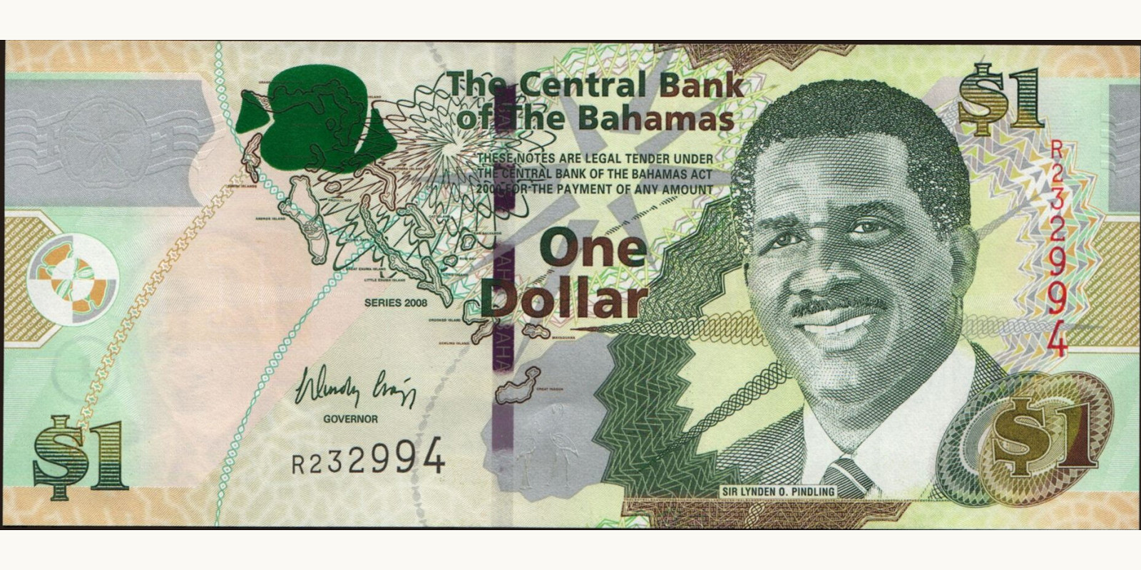 1 dollars Bahamas 2008 — Front side