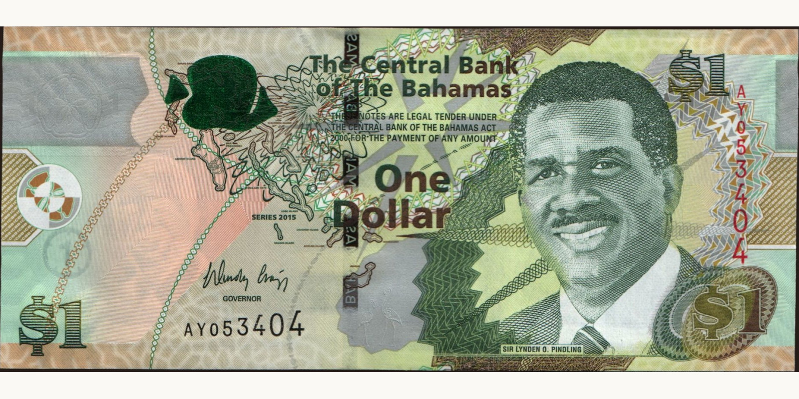 1 dollars Багамы 2015 — Лицевая сторона