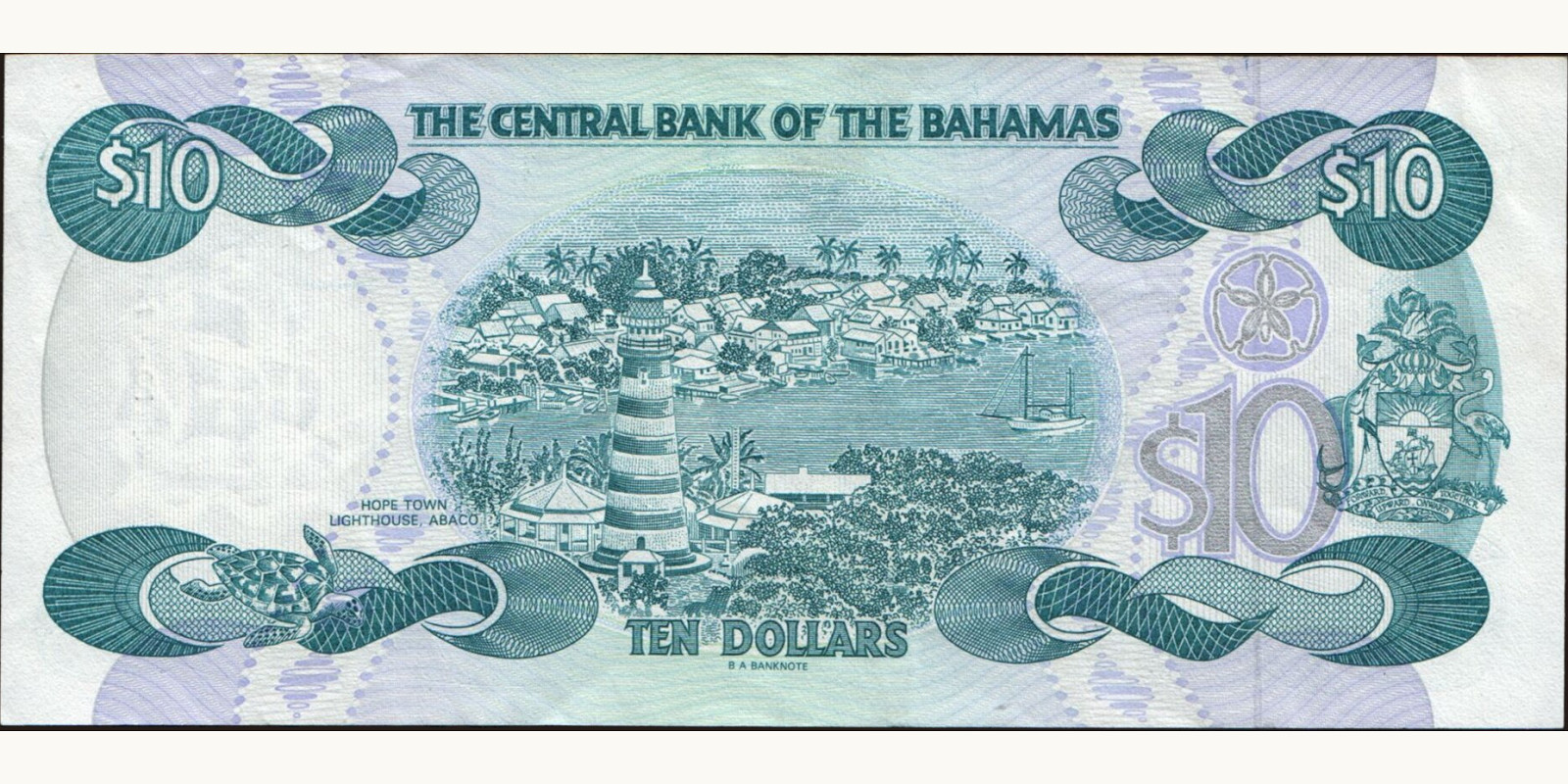 10 dollars Bahamas 1992 — Back side