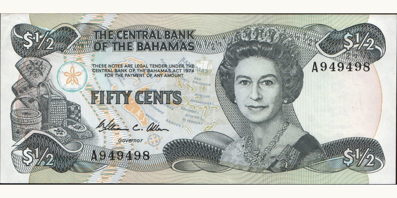 2 dollars Багамы 1984 — Лицевая сторона