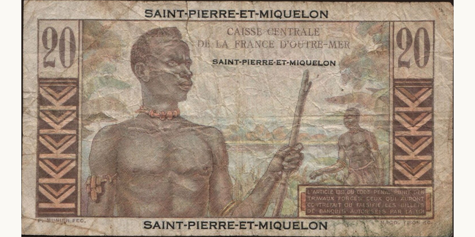 20 franc Bahamas 1950 — Back side