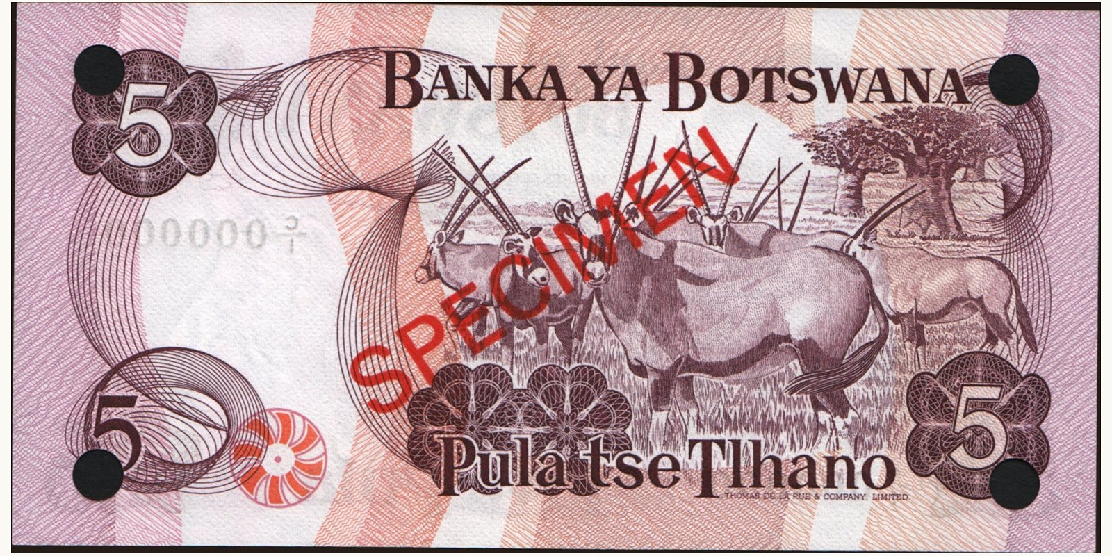 5 pula Ботсвана 1976 — Оборотная сторона