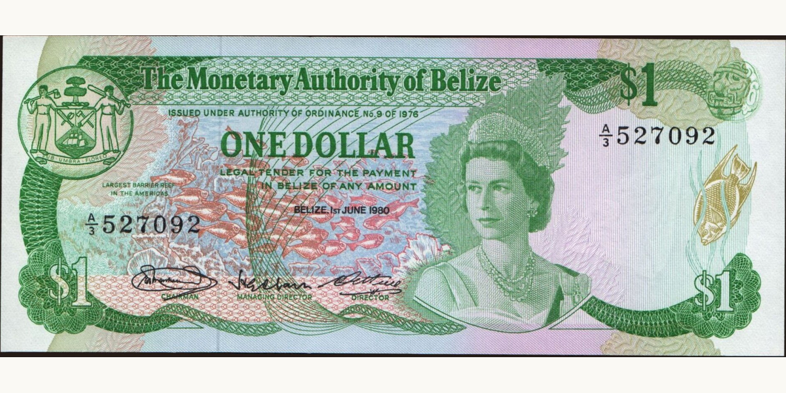 1 dollars Belize 1980 — Front side