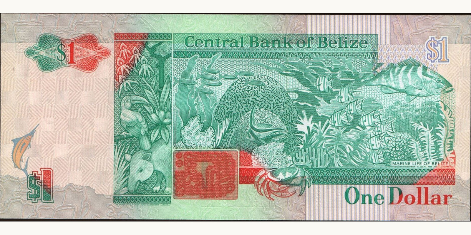 1 dollars Белиз 1990 — Оборотная сторона