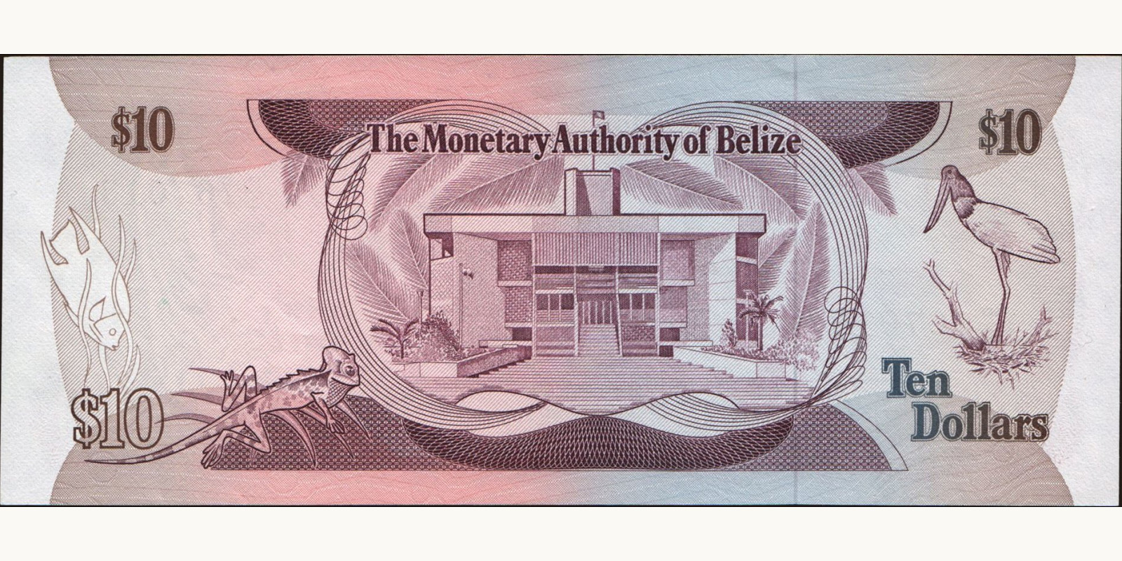 10 dollars Белиз 1980 — Оборотная сторона