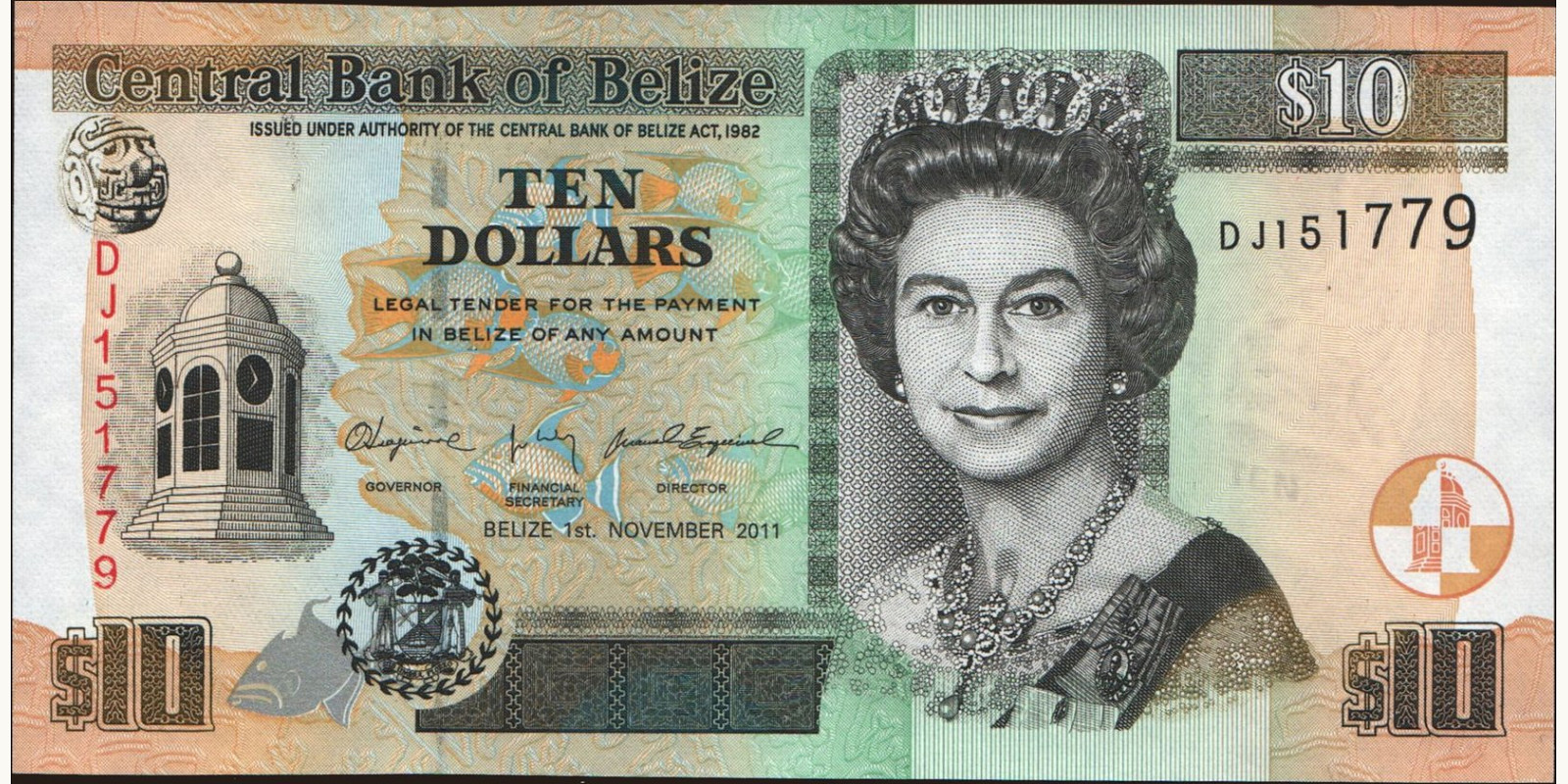 10 dollars Belize 2011 — Front side