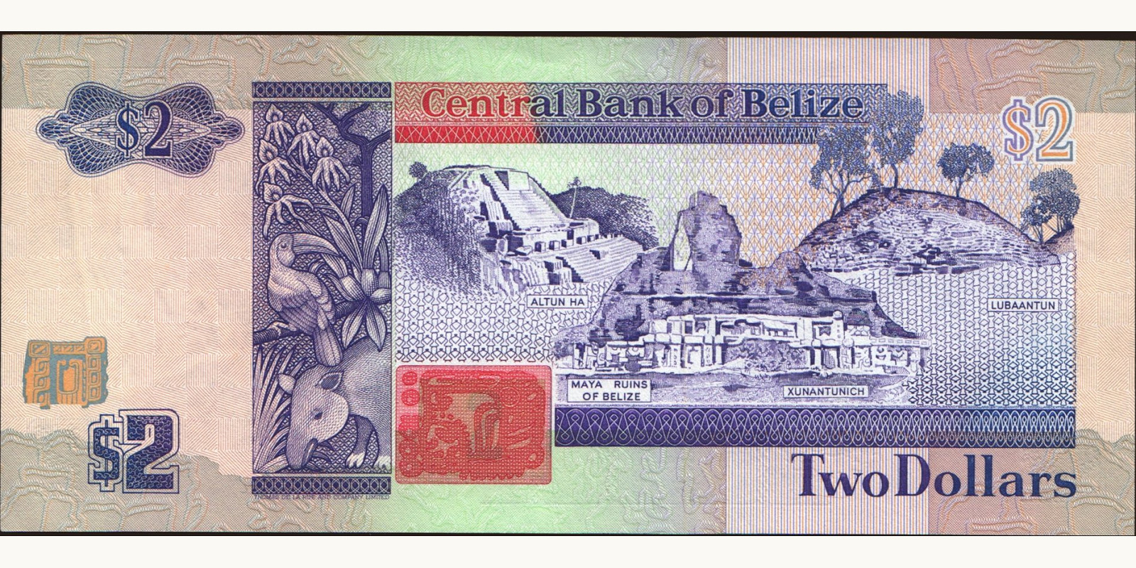 2 dollars Белиз 1991 — Оборотная сторона