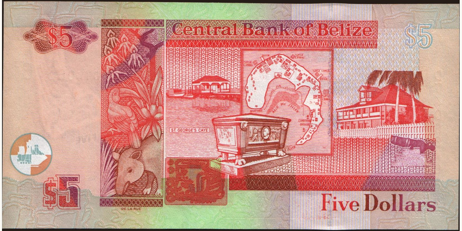5 dollars Belize 2015 — Back side