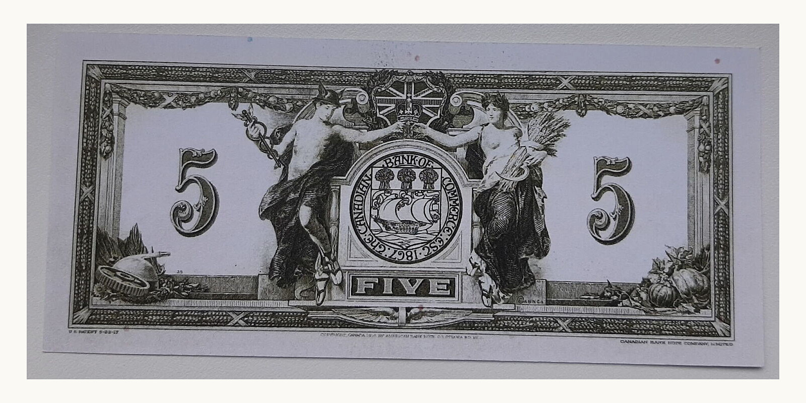 5 dollars Canada 1917 — Back side