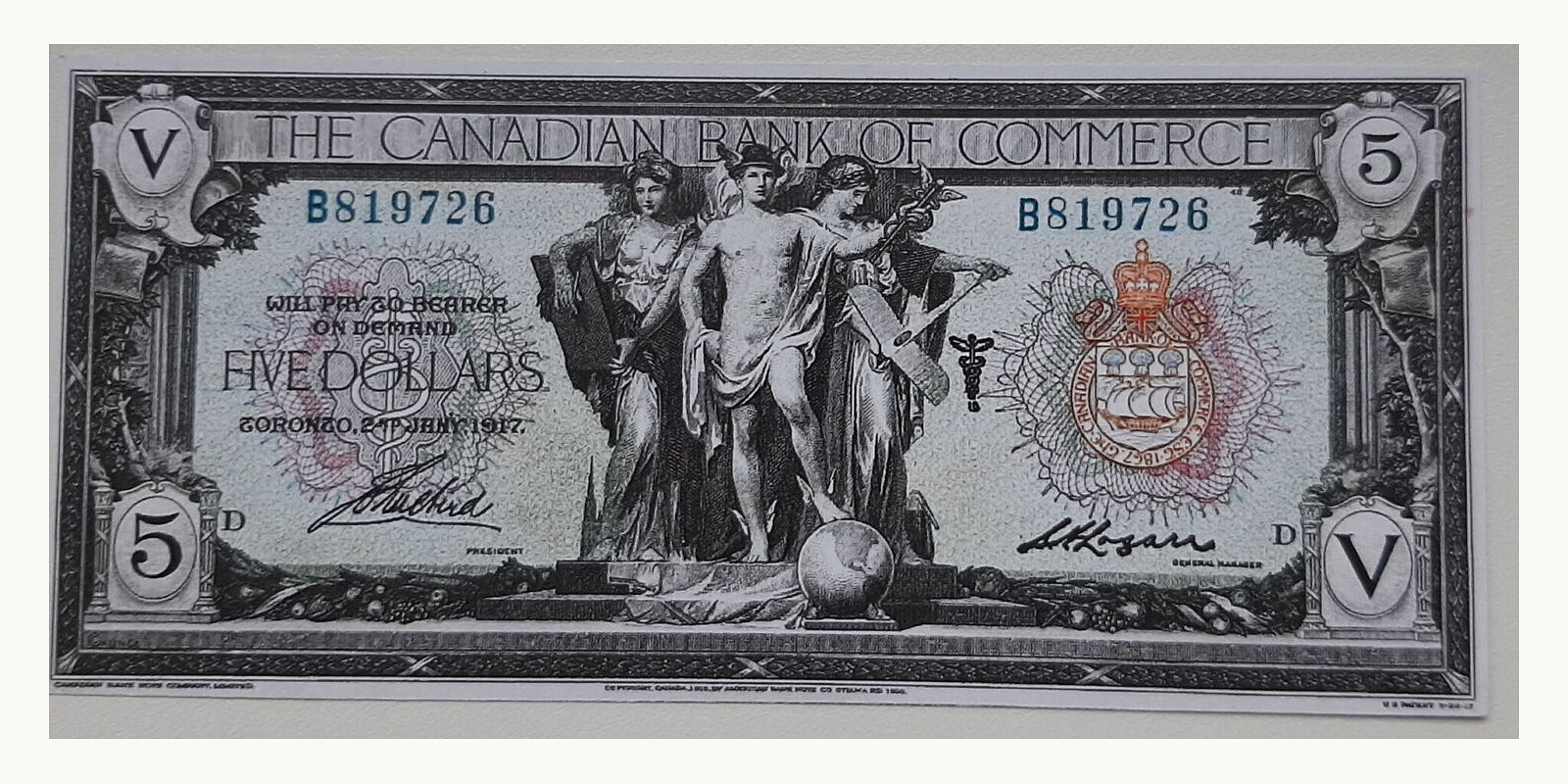 5 dollars Canada 1917 — Front side