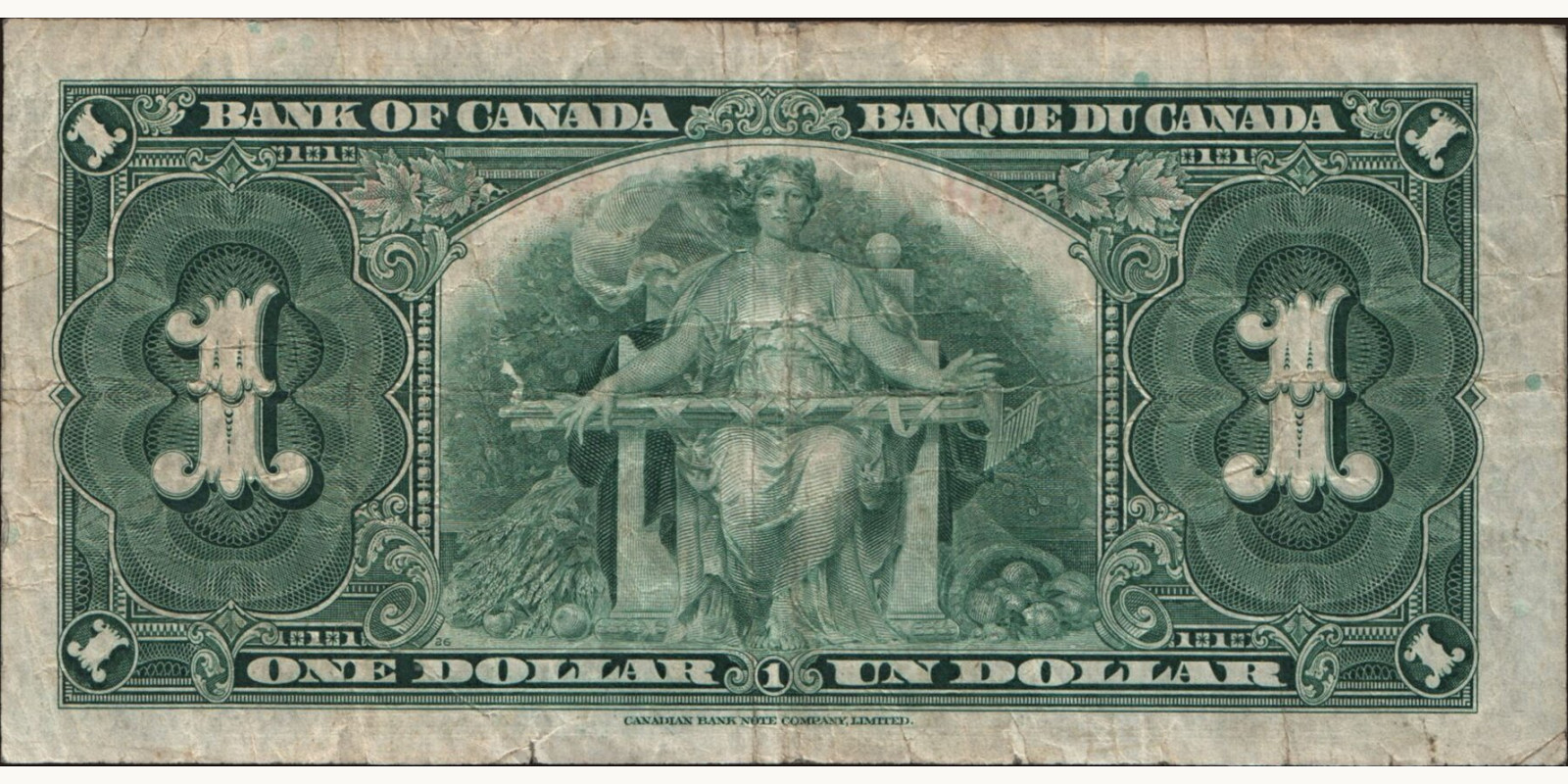 1 dollars Канада 1937 — Оборотная сторона