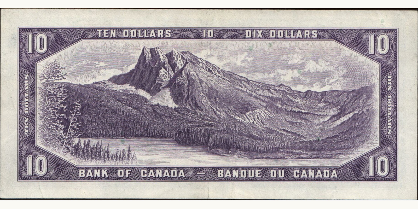 10 dollars Канада 1954 — Оборотная сторона