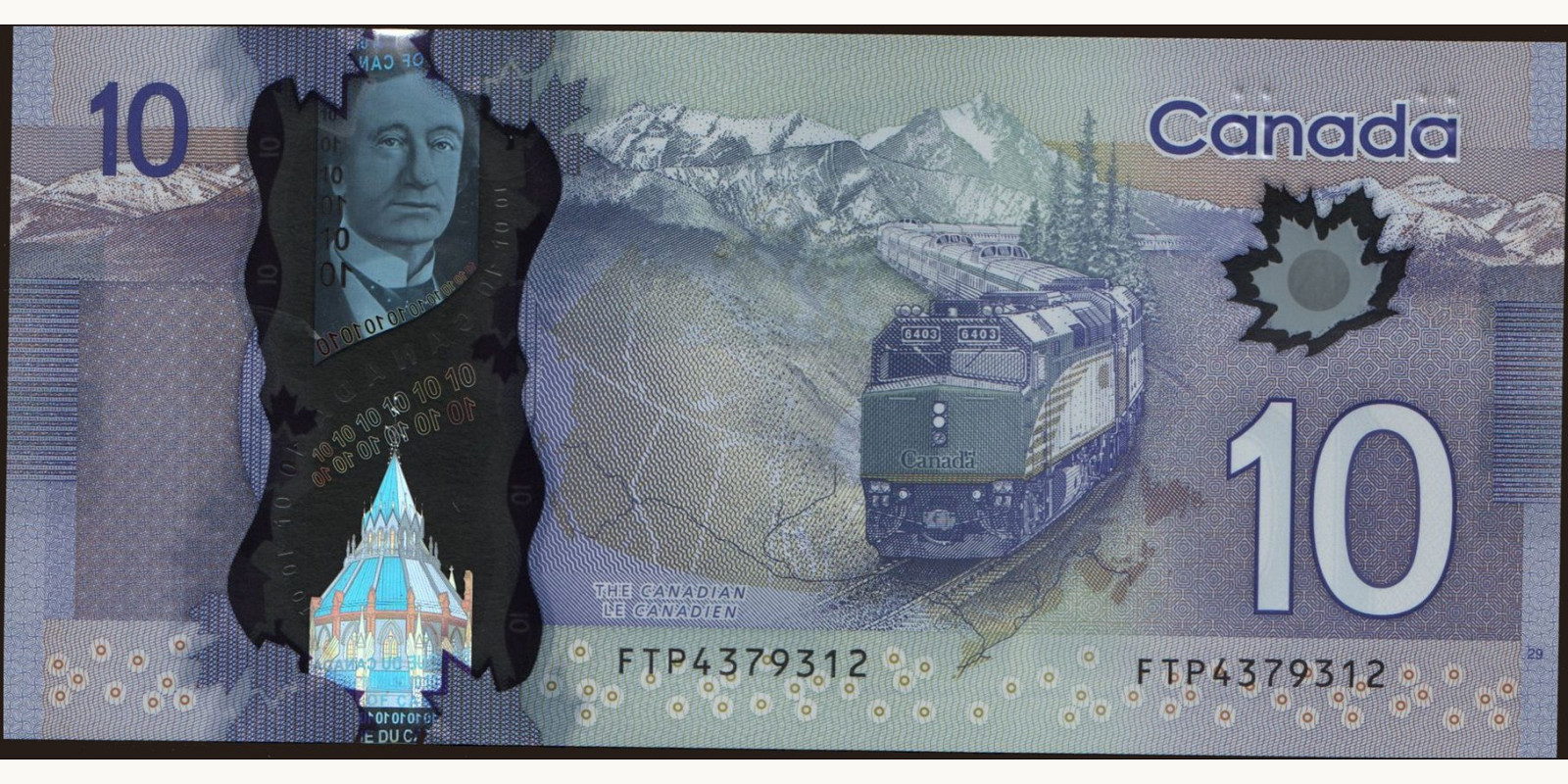 10 dollars Канада 2013 — Оборотная сторона