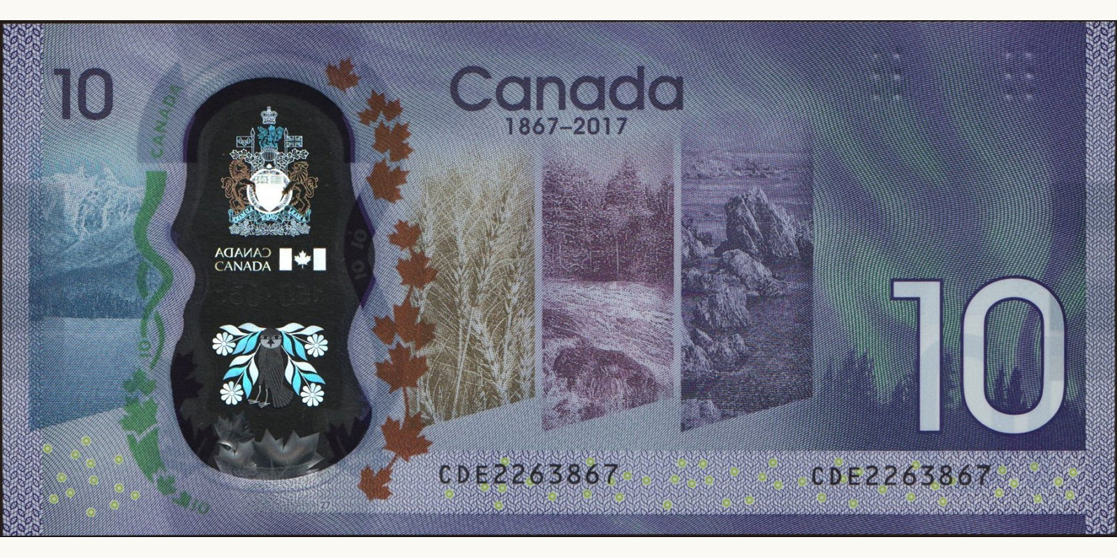 10 dollars Канада 2017 — Оборотная сторона