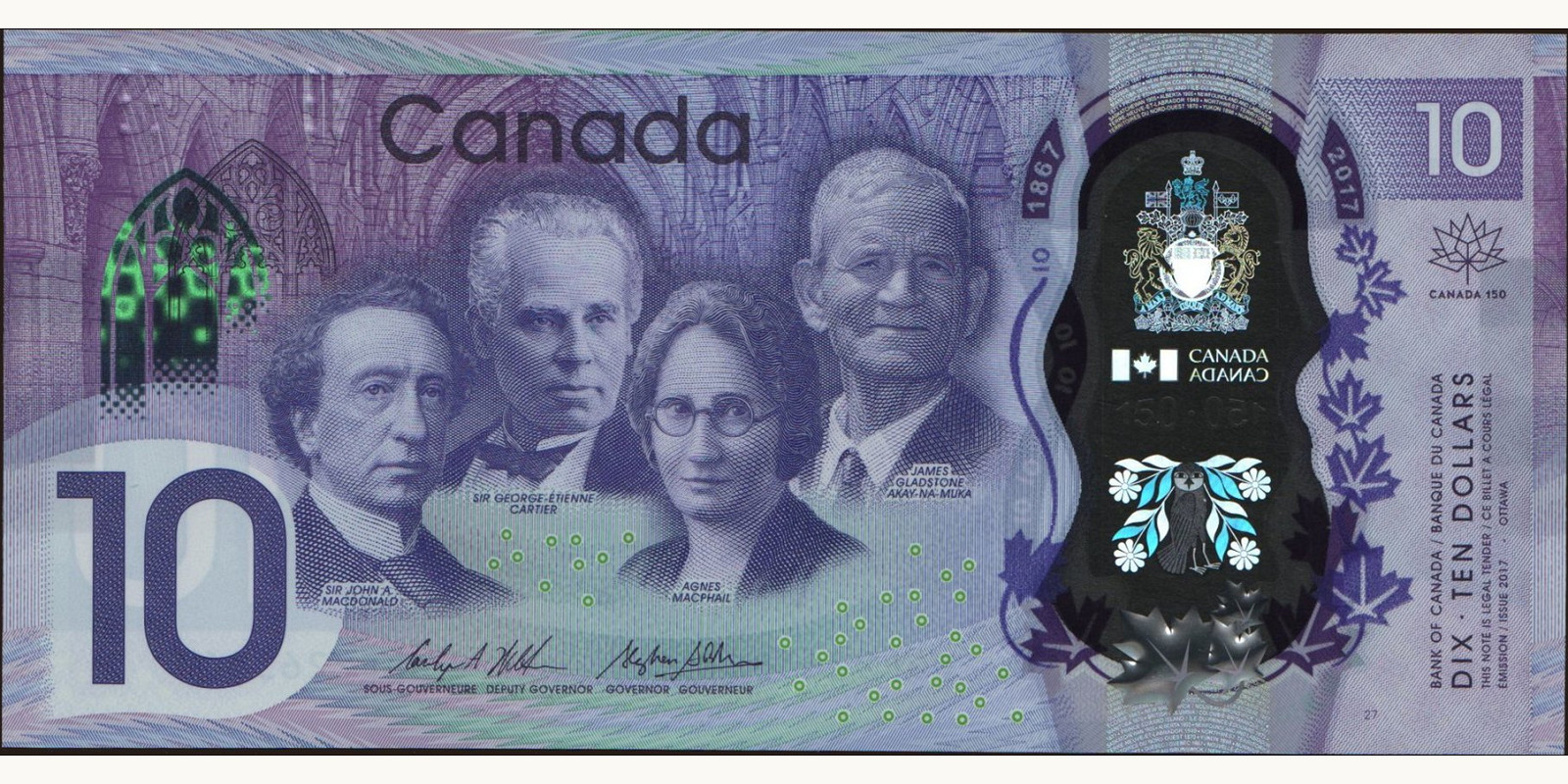 10 dollars Канада 2017 — Лицевая сторона