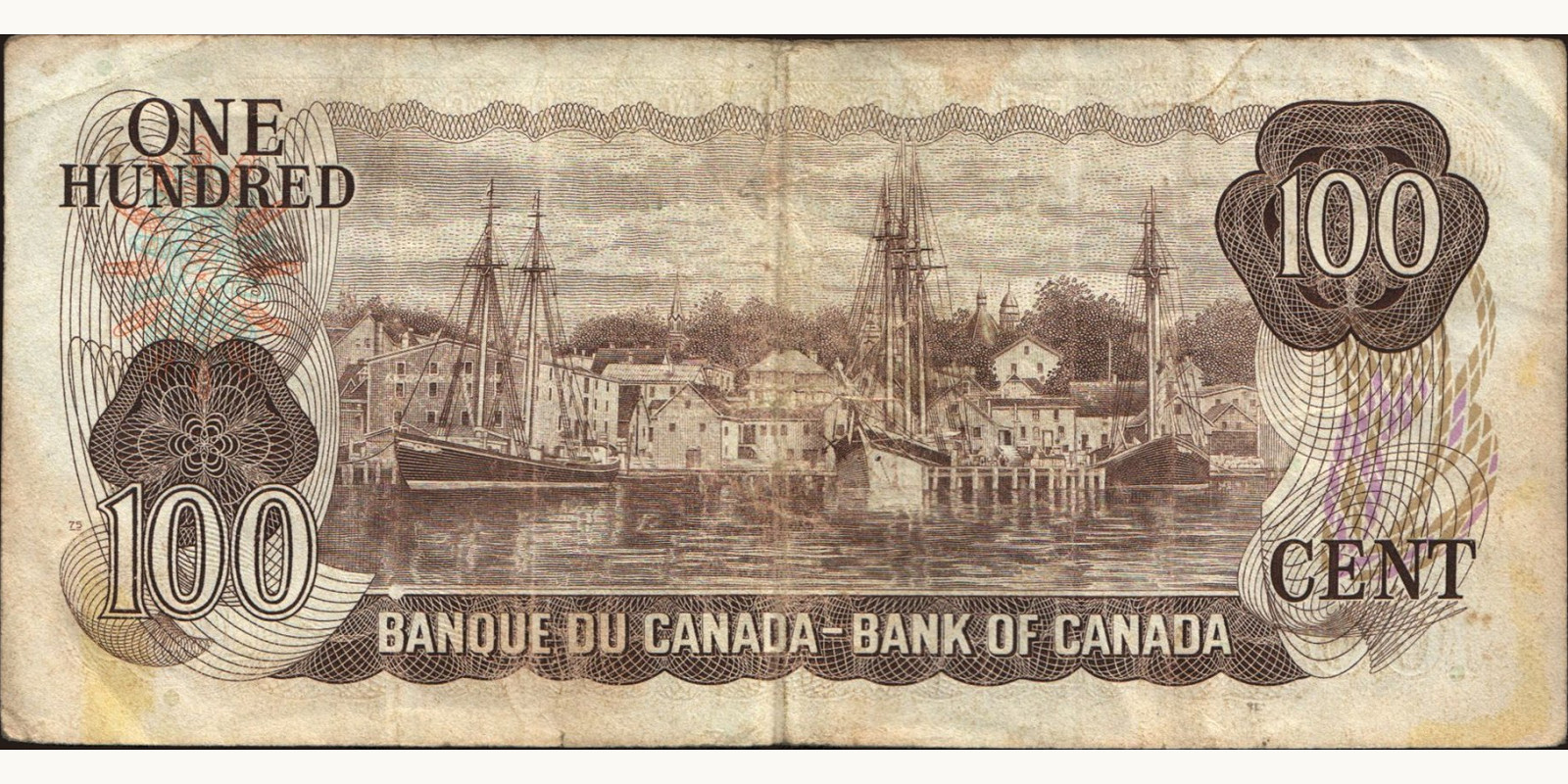 100 dollars Канада 1975 — Оборотная сторона