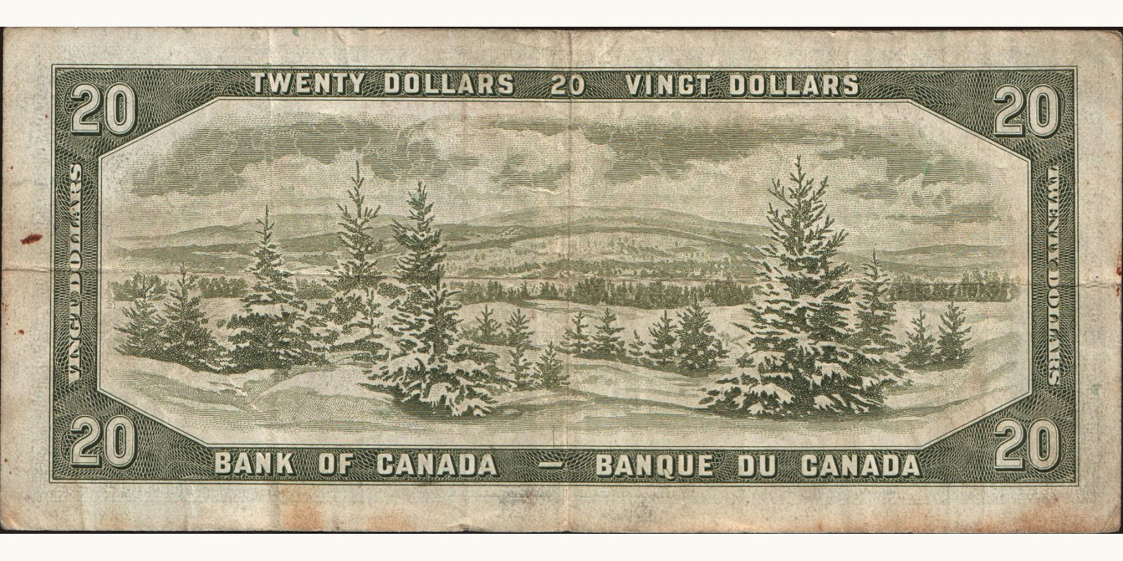 20 dollars Canada 1954 — Back side