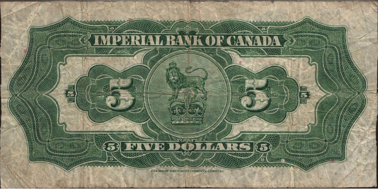5 dollars Canada 1934 — Back side