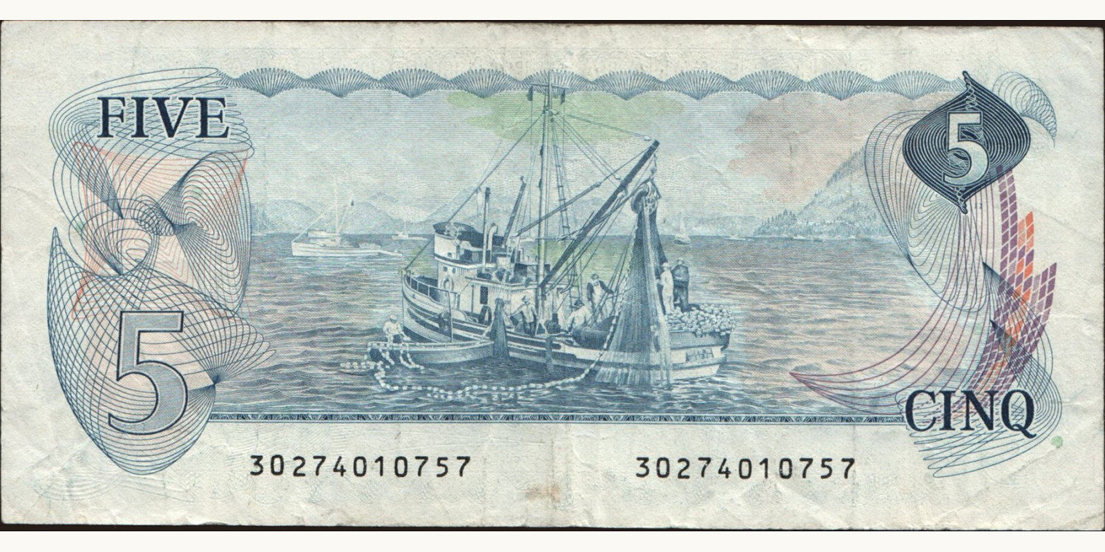 5 dollars Канада 1979 — Оборотная сторона