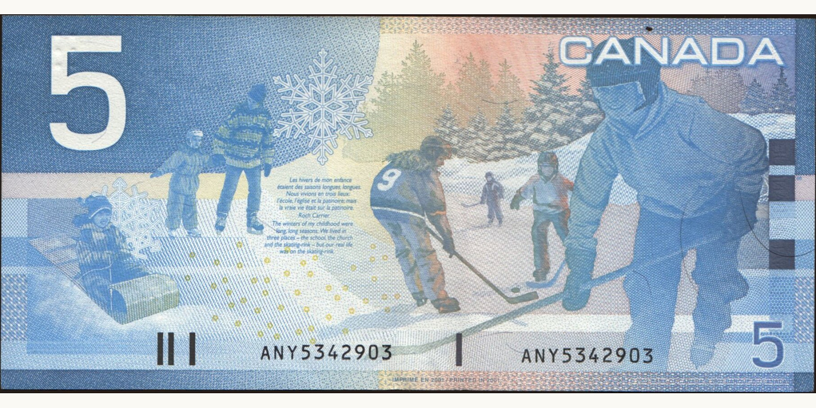 5 dollars Канада 2002 — Оборотная сторона