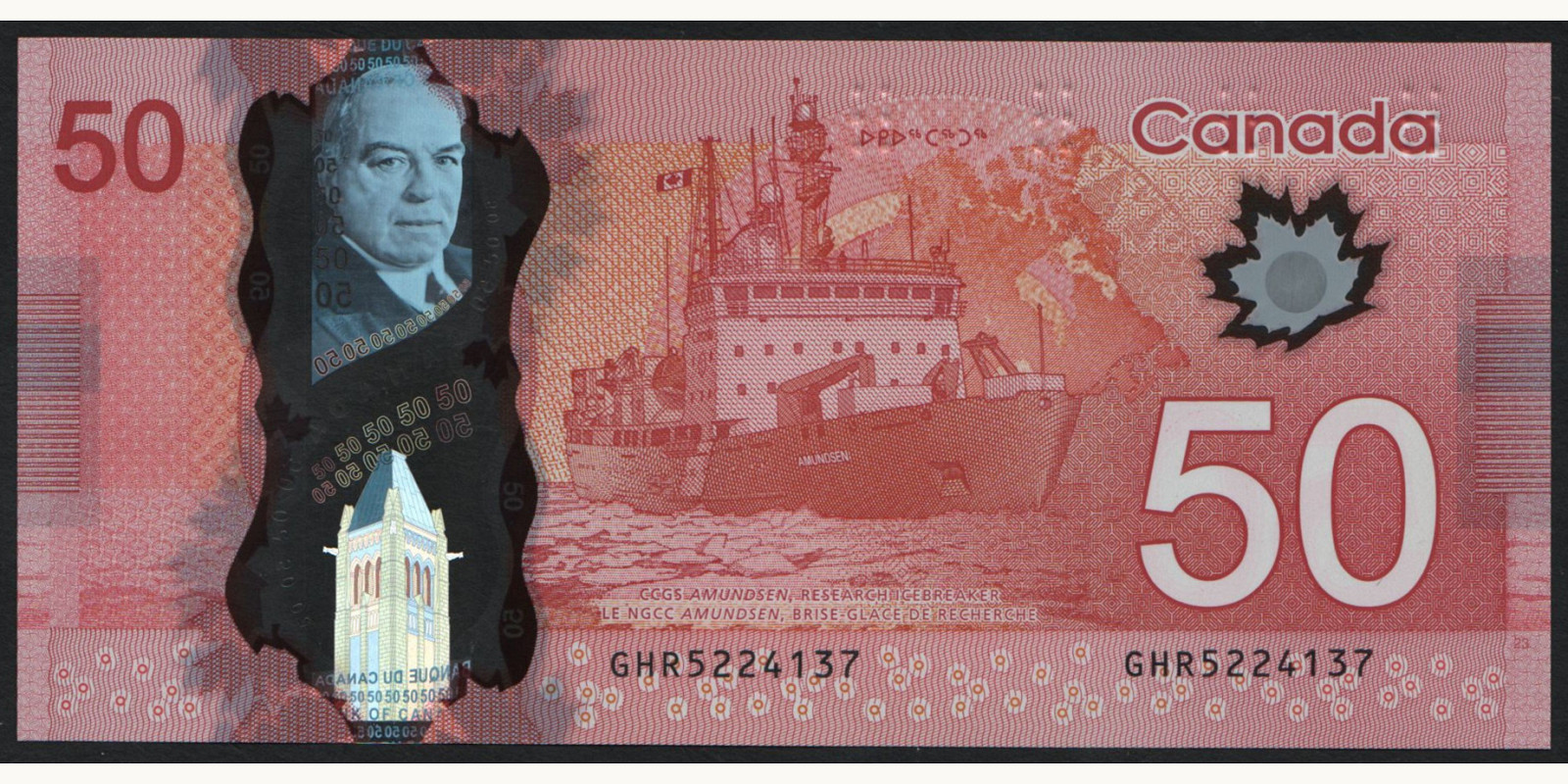 50 dollars Канада 2012 — Оборотная сторона