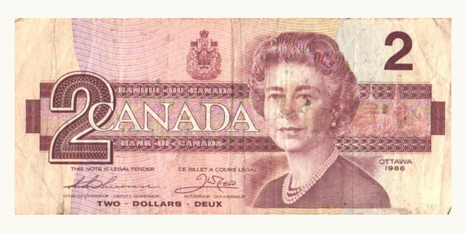 2 dollars Канада 1986 — Лицевая сторона