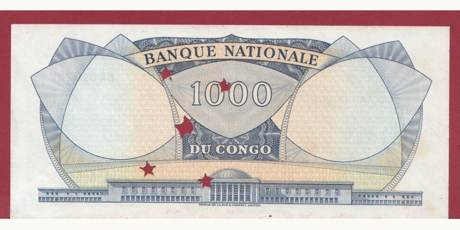1000 franc Конго - Киншаса 1964 — Оборотная сторона
