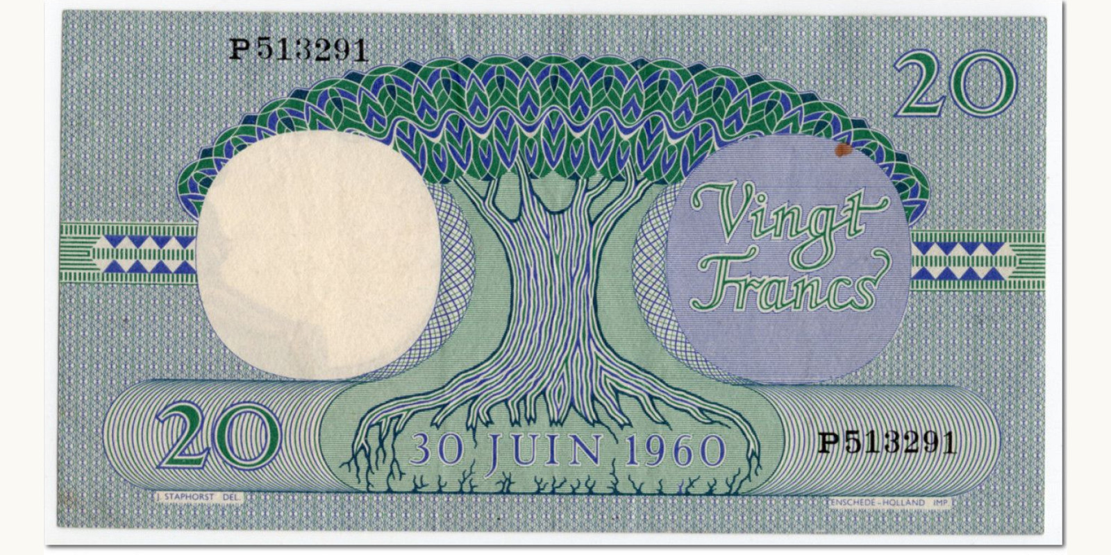 20 franc Конго - Киншаса 1962 — Оборотная сторона