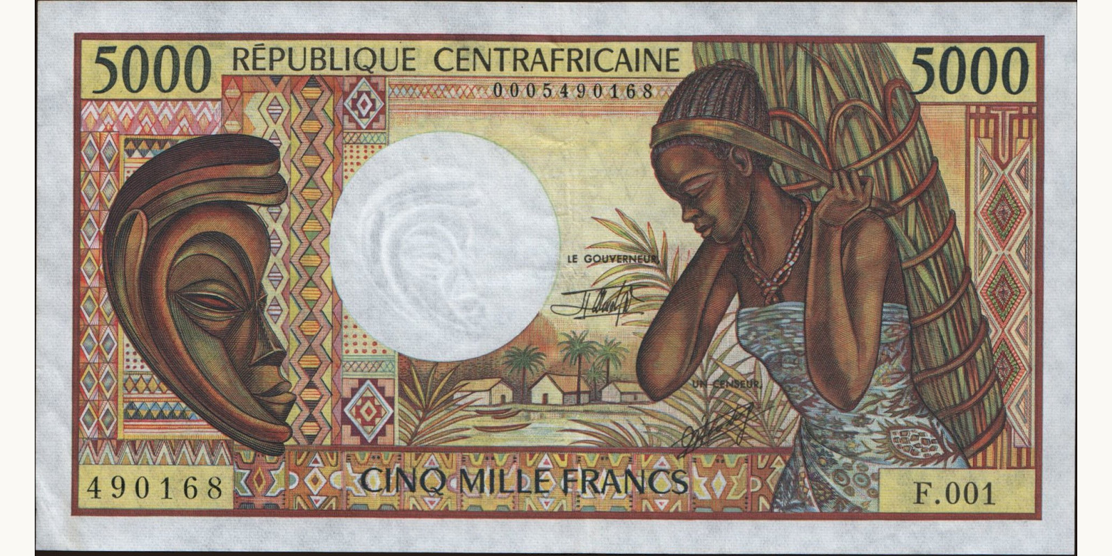 5000 franc Central African Republic 1984 — Front side