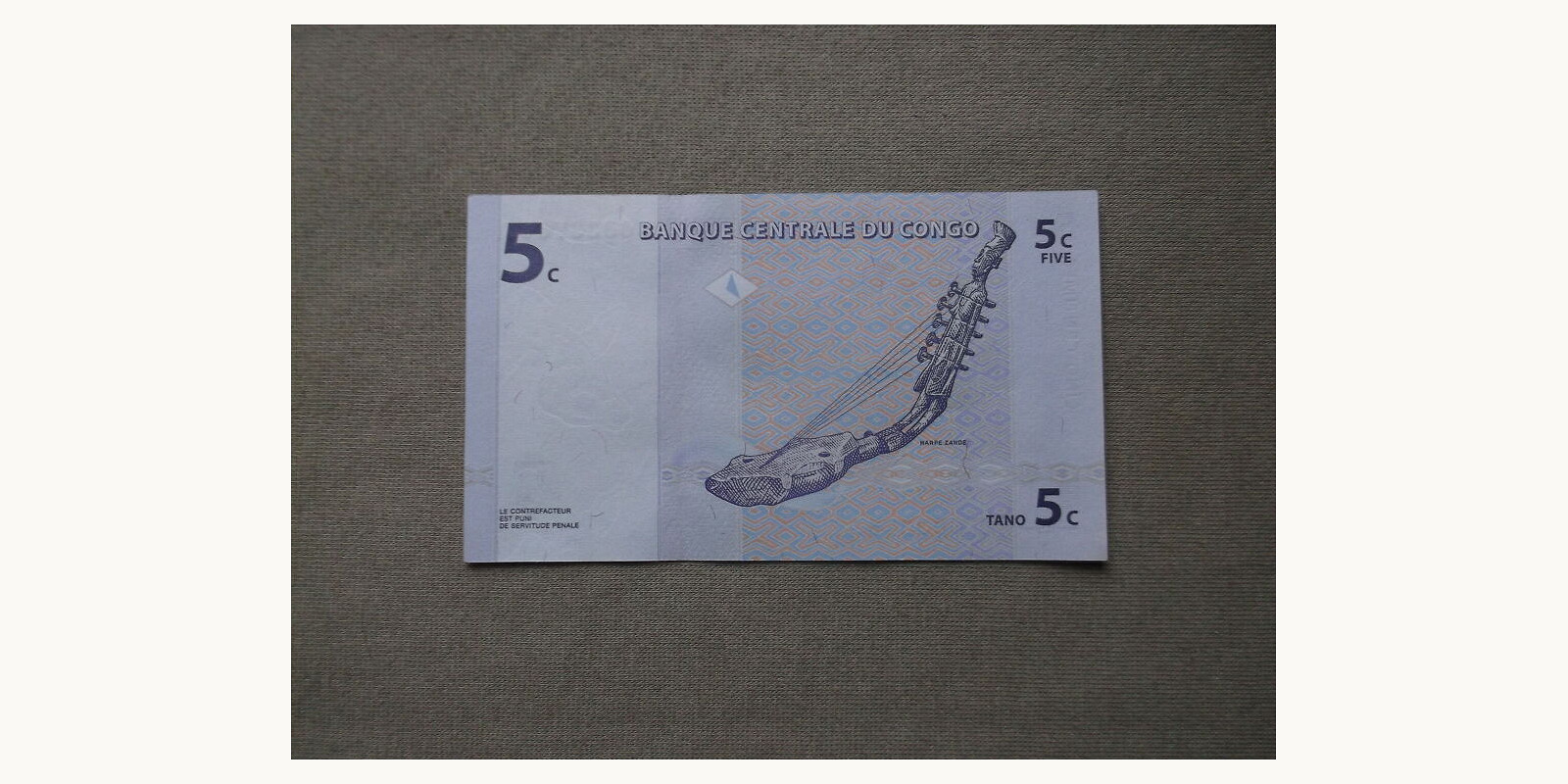 5 cent Congo 1997 — Back side