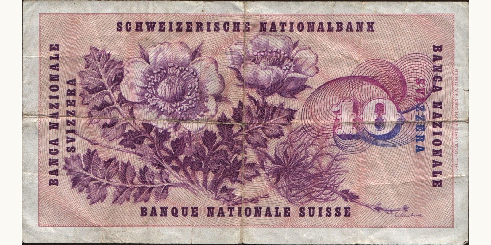 10 franc Швейцария 1964 — Оборотная сторона