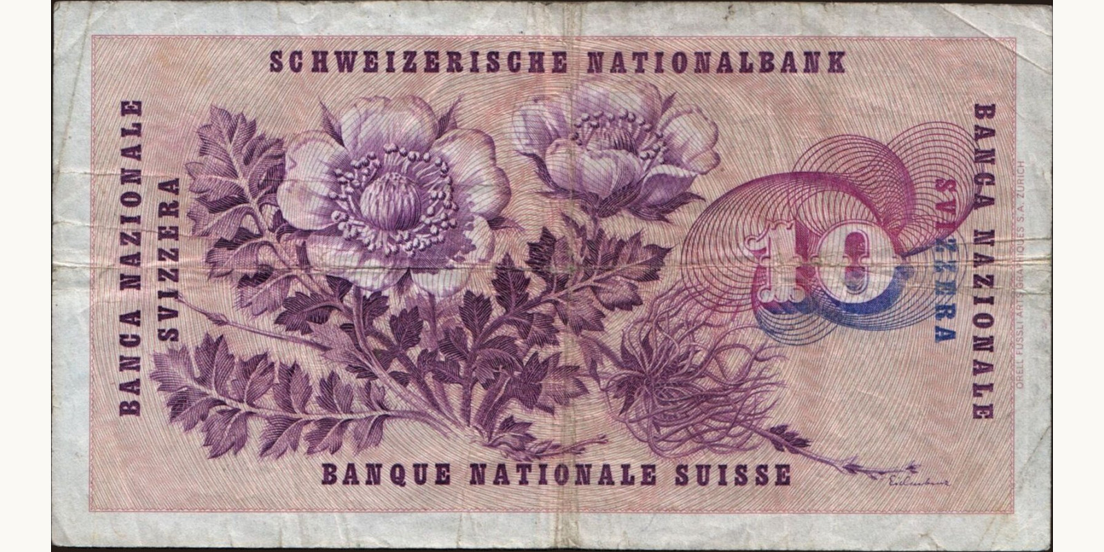 10 franc Switzerland 1965 — Back side
