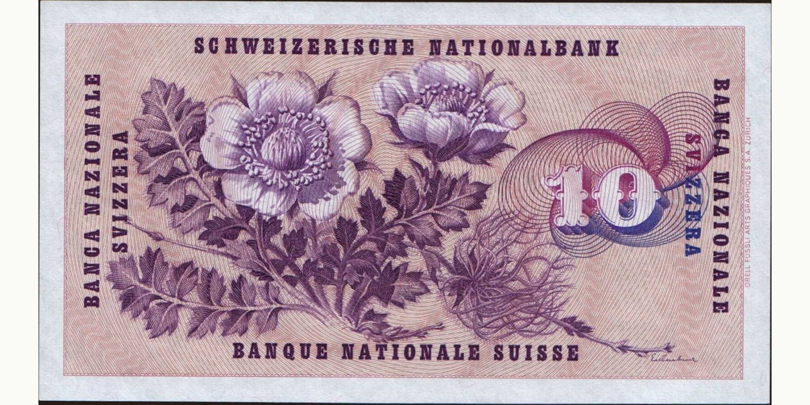 10 franc Switzerland 1968 — Back side