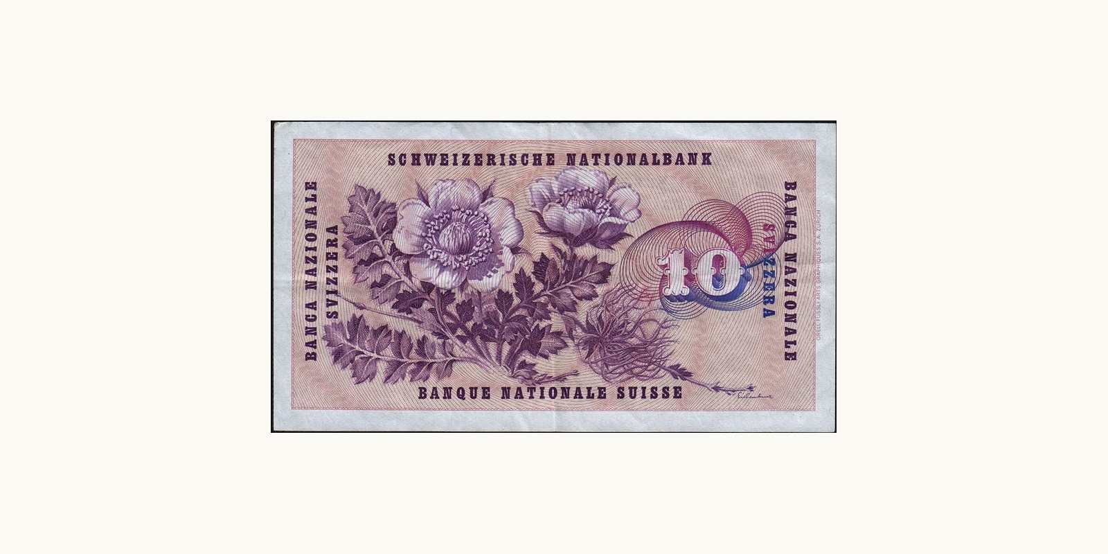 10 franc Швейцария 1969 — Оборотная сторона