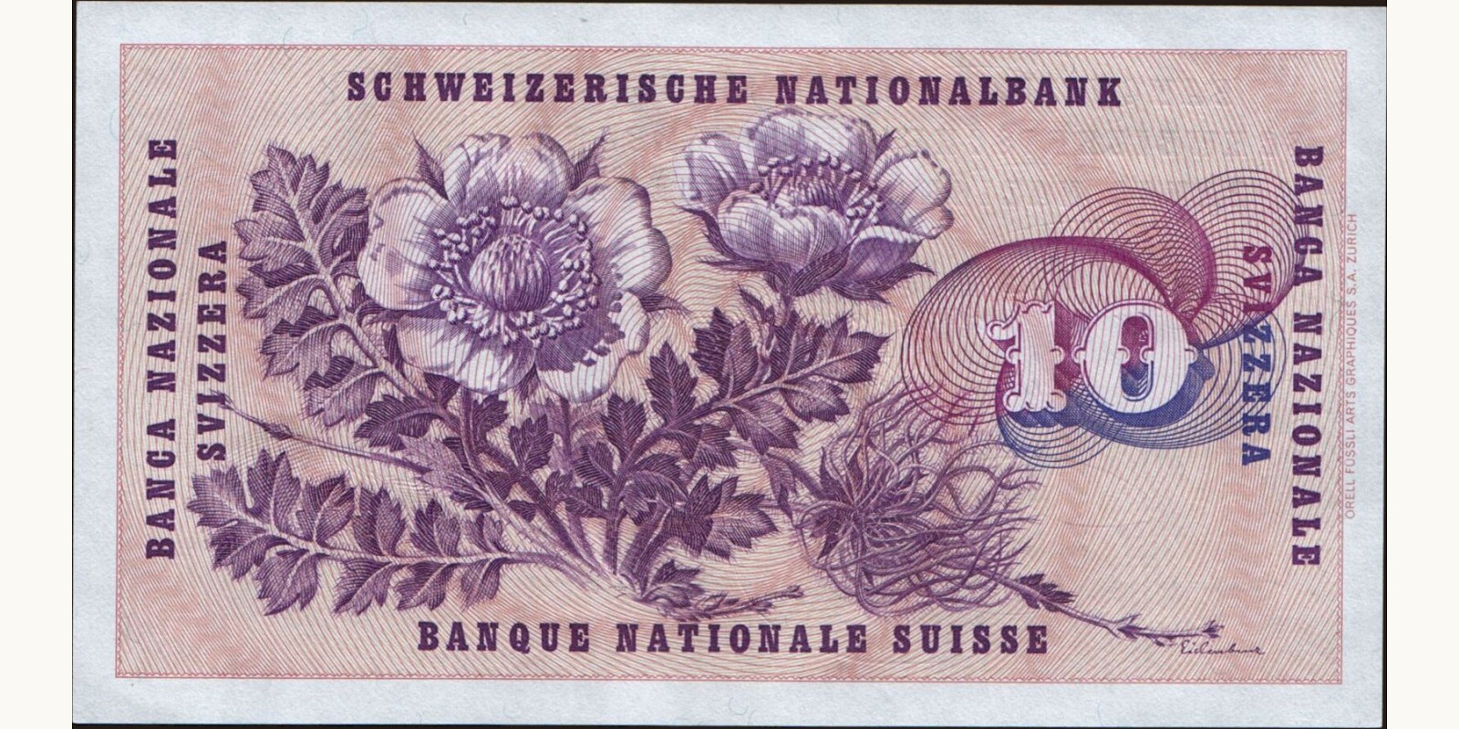 10 franc Switzerland 1972 — Back side