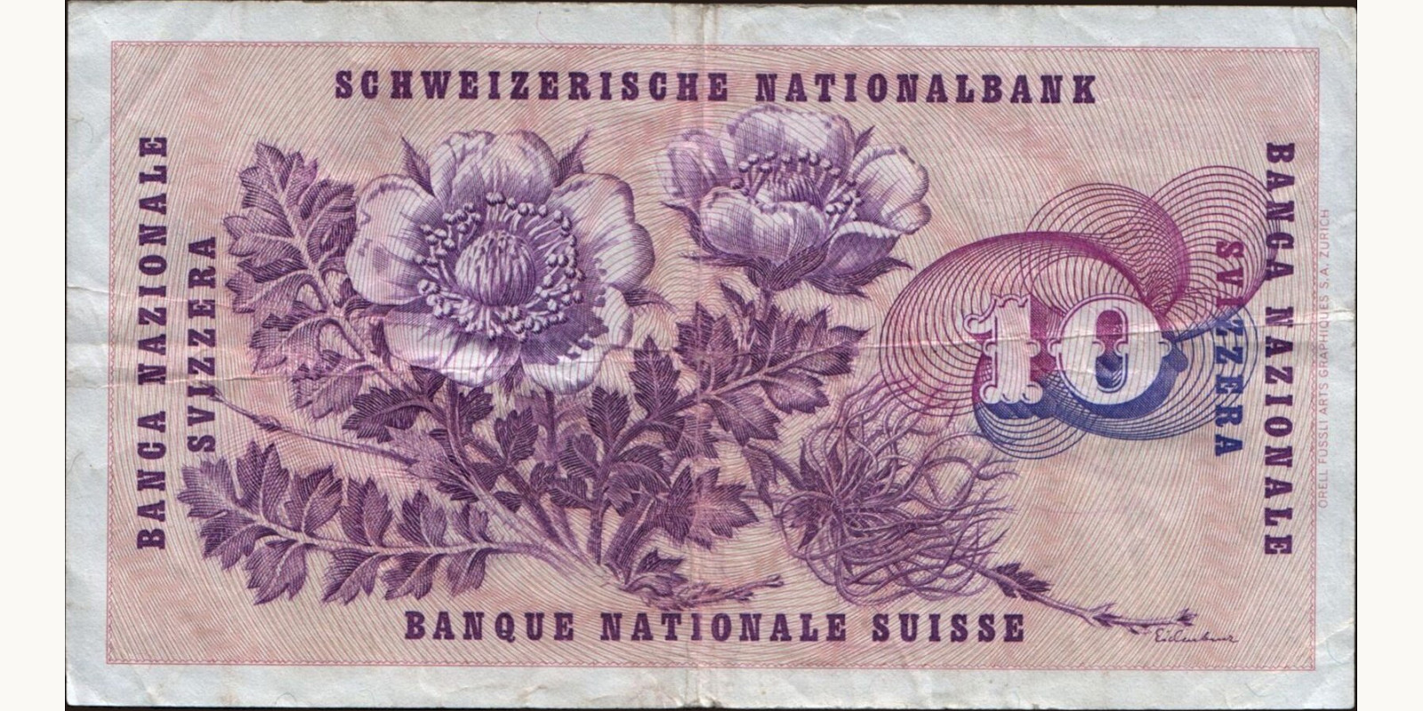 10 franc Switzerland 1973 — Back side