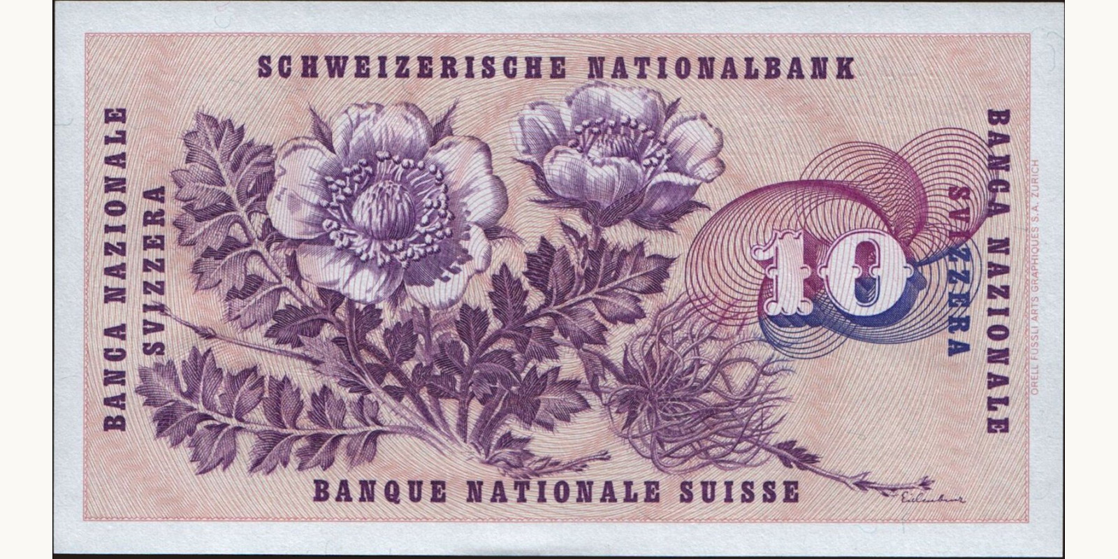 10 franc Switzerland 1974 — Back side