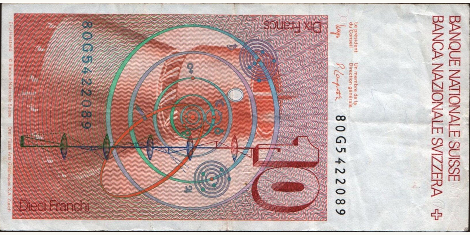 10 franc Швейцария 1980 — Оборотная сторона