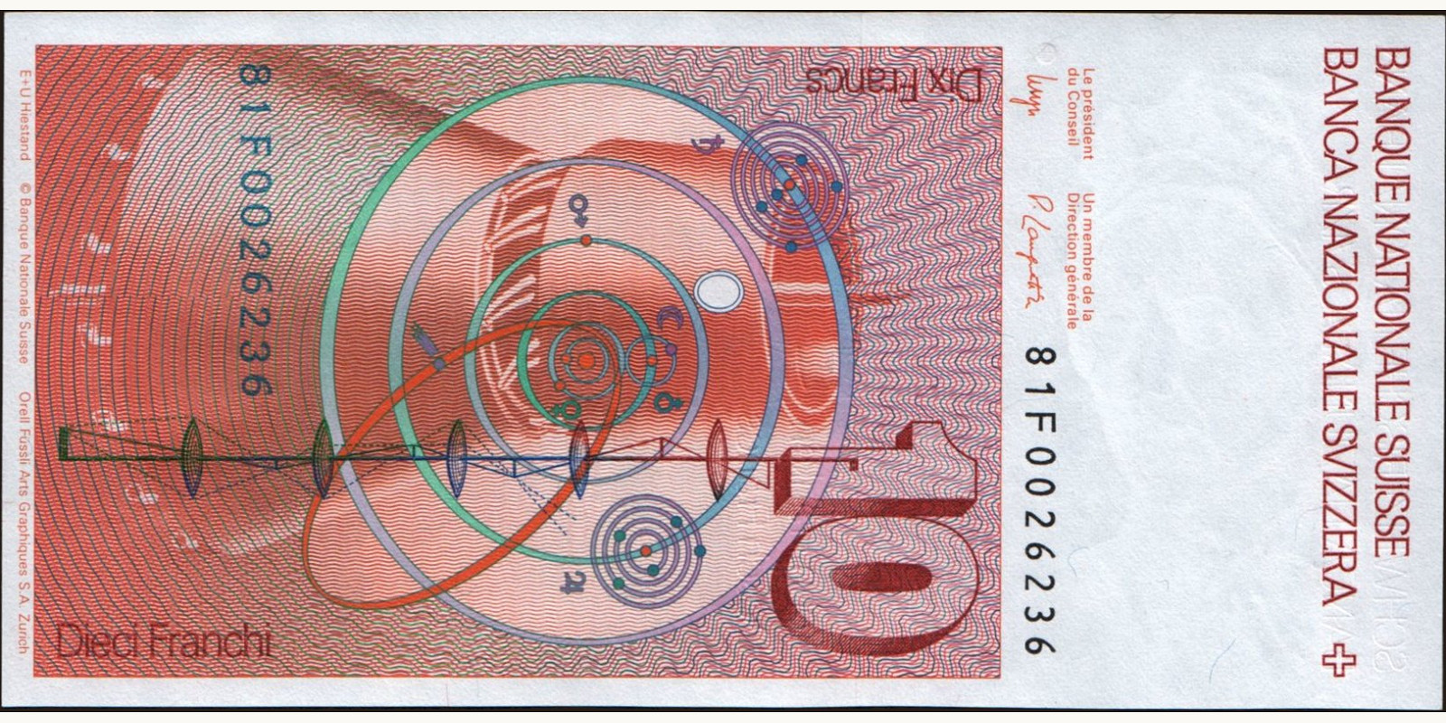 10 franc Швейцария 1981 — Оборотная сторона