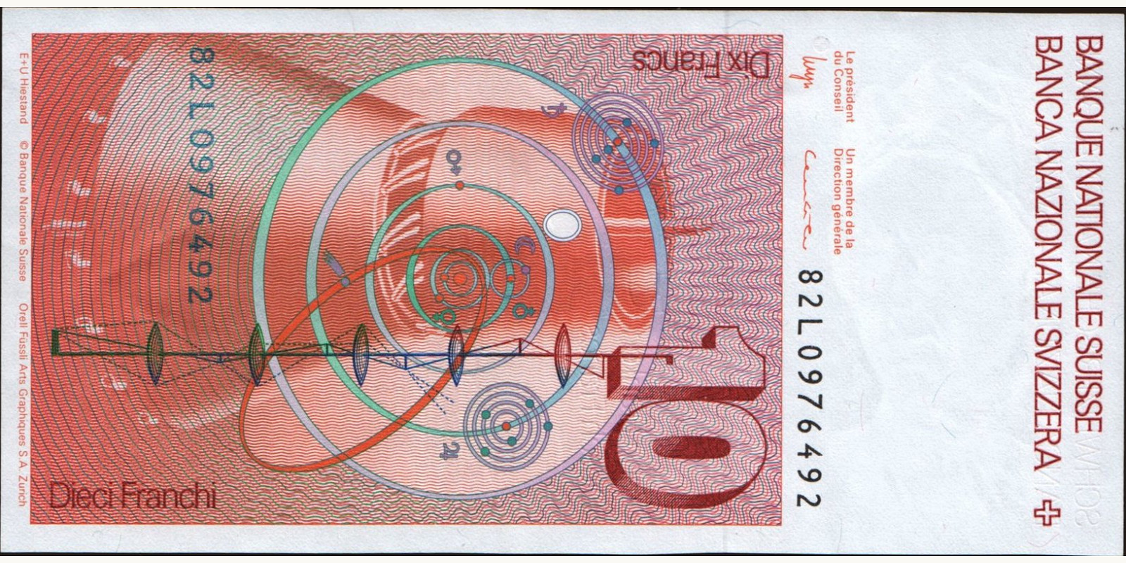 10 franc Switzerland 1982 — Back side