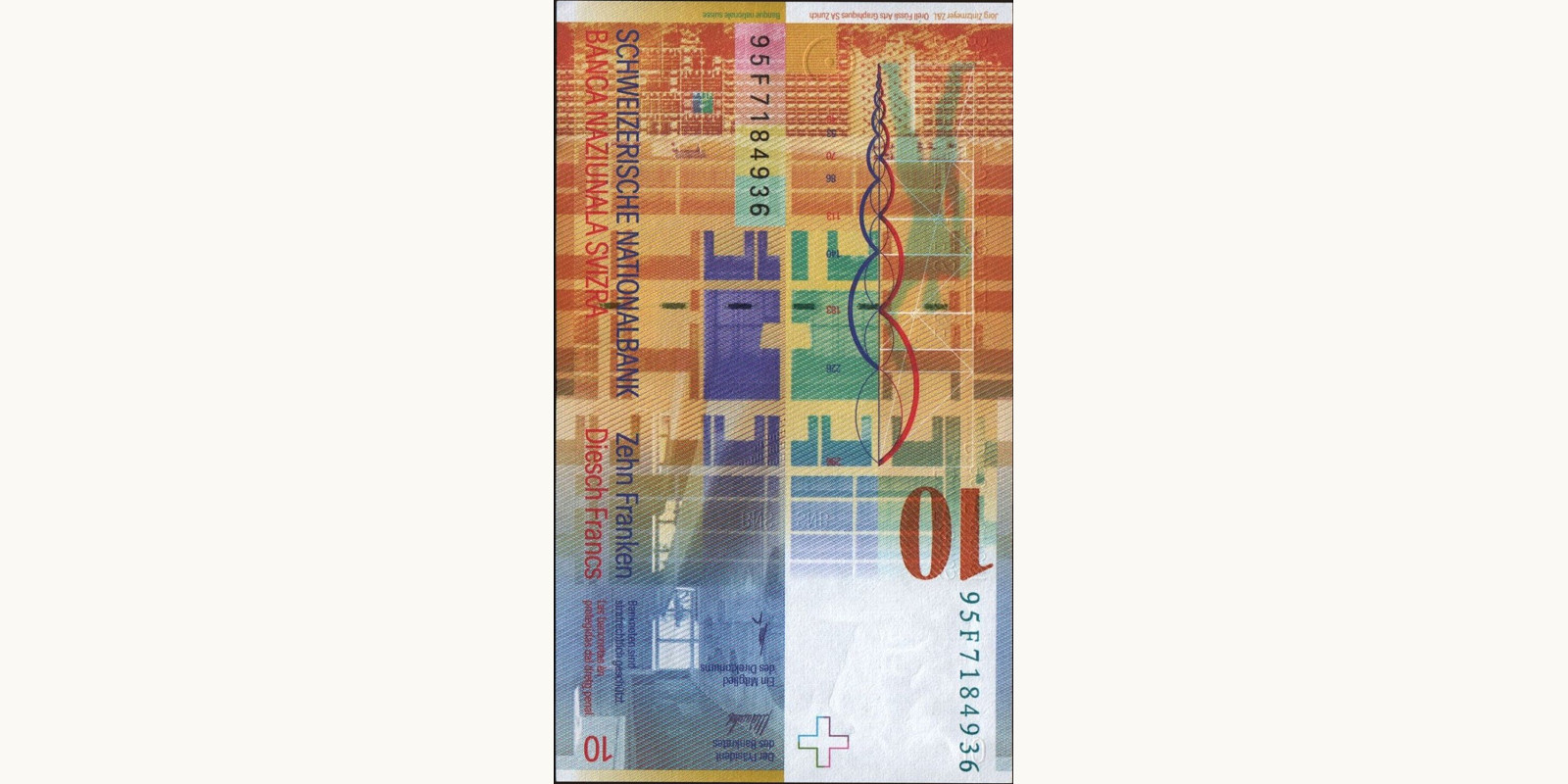 10 franc Switzerland 1995 — Back side