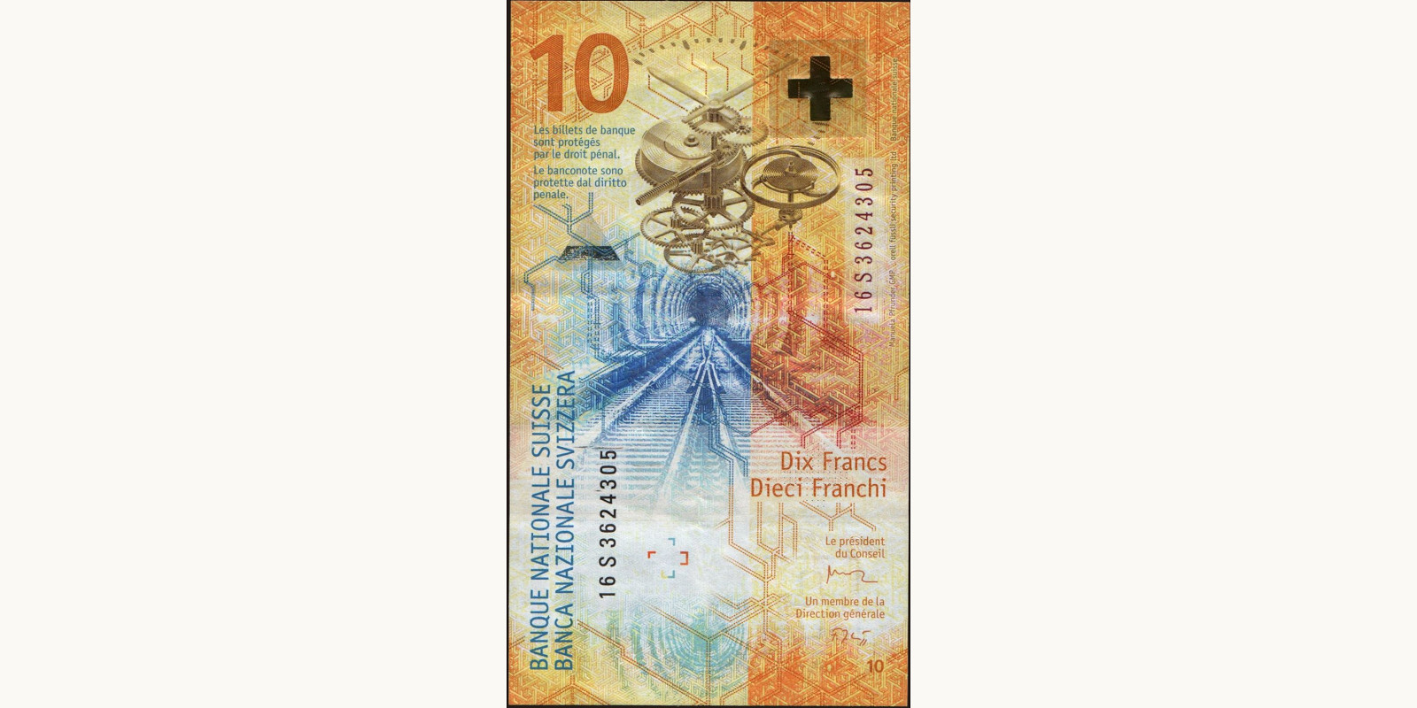 10 franc Switzerland 2016 — Back side