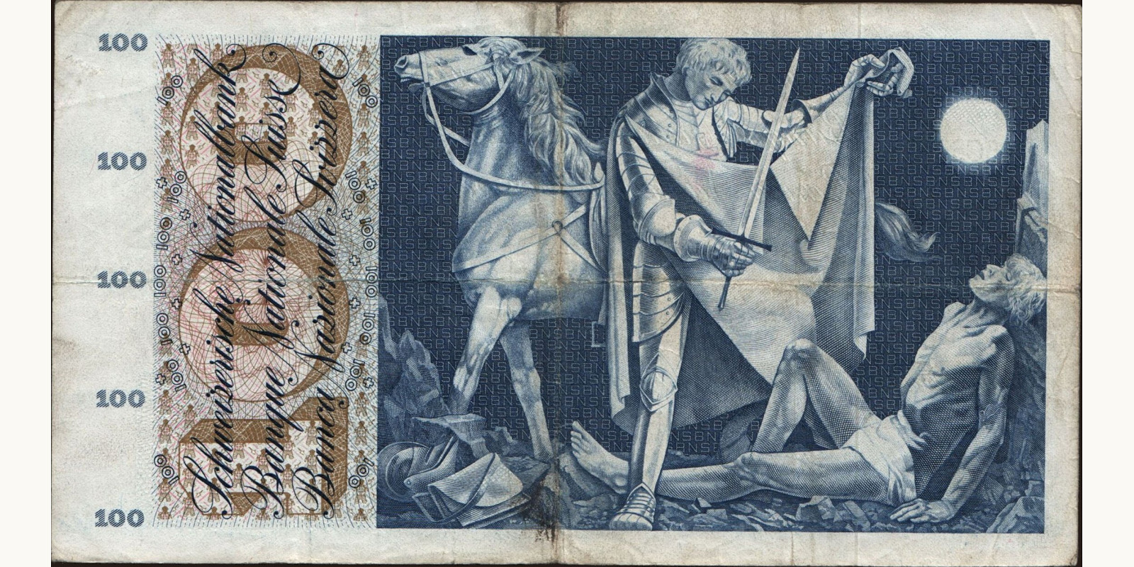 100 franc Швейцария 1957 — Оборотная сторона