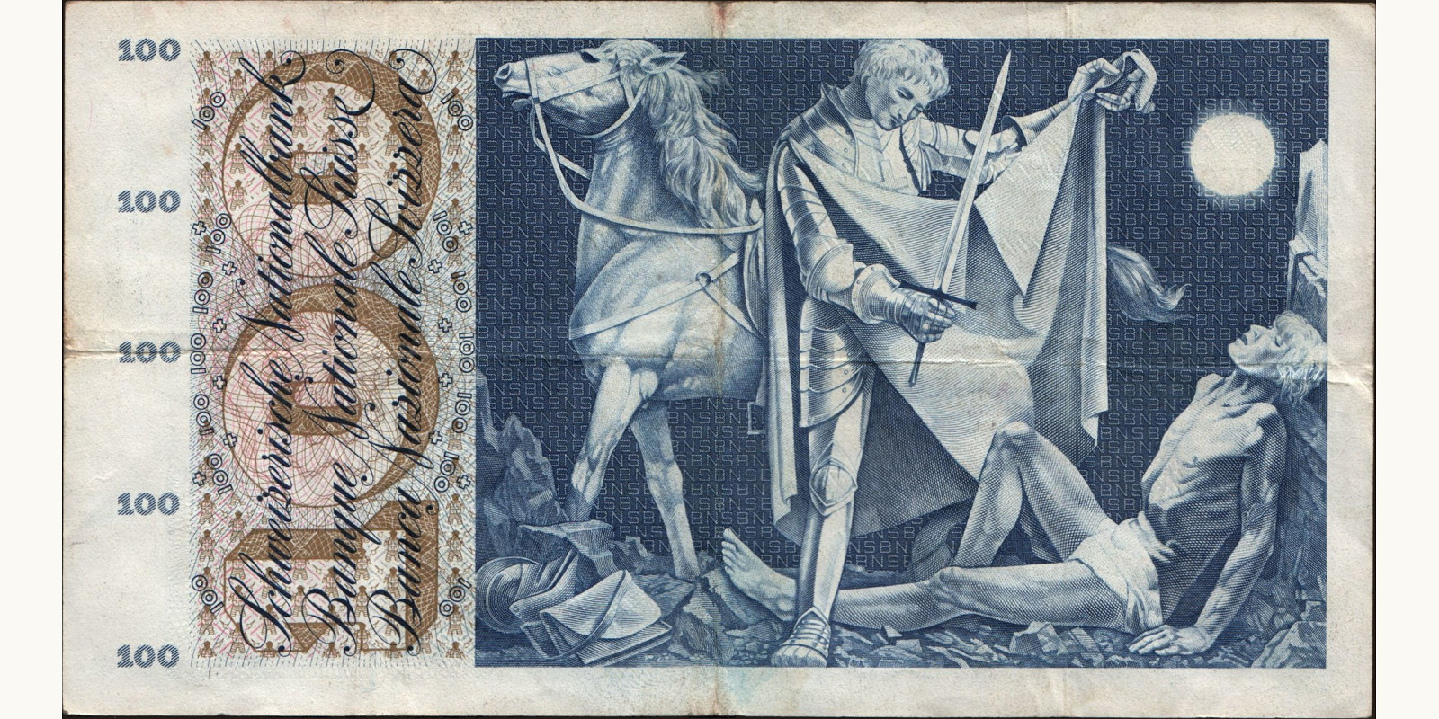 100 franc Швейцария 1958 — Оборотная сторона