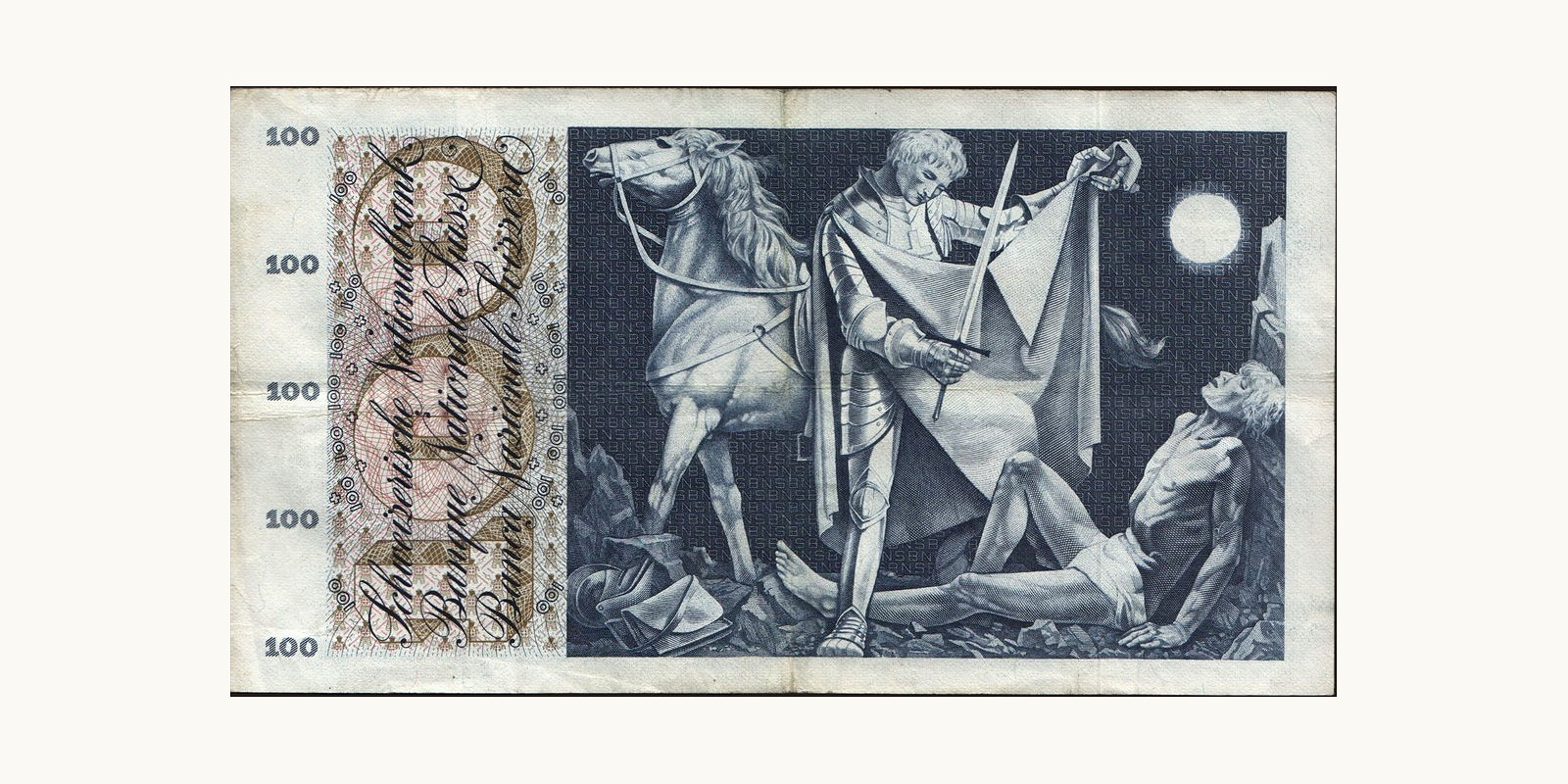 100 franc Швейцария 1970 — Оборотная сторона