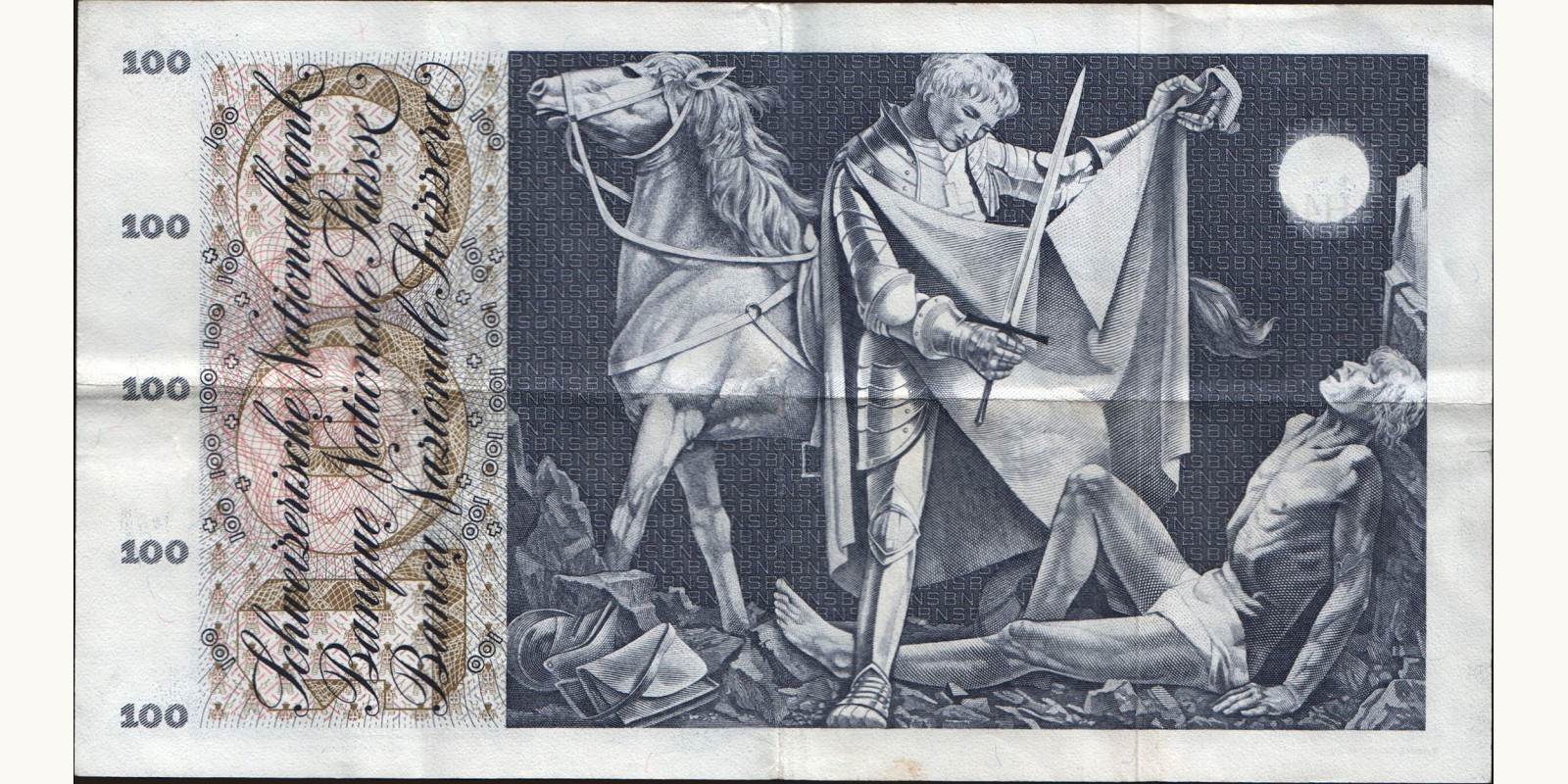 100 franc Switzerland 1973 — Back side