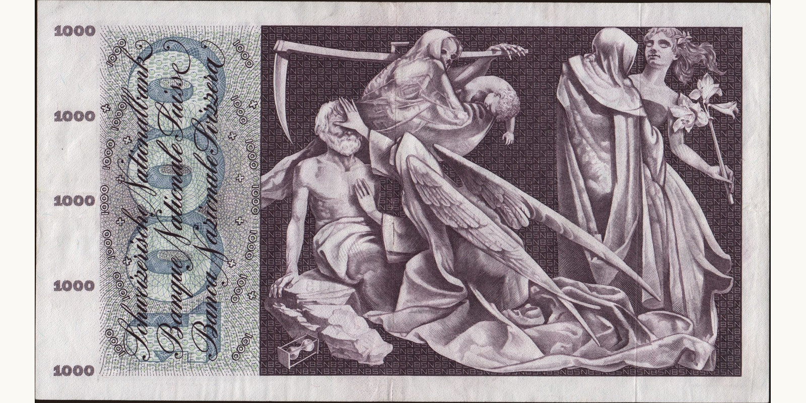 1000 franc Швейцария 1973 — Оборотная сторона