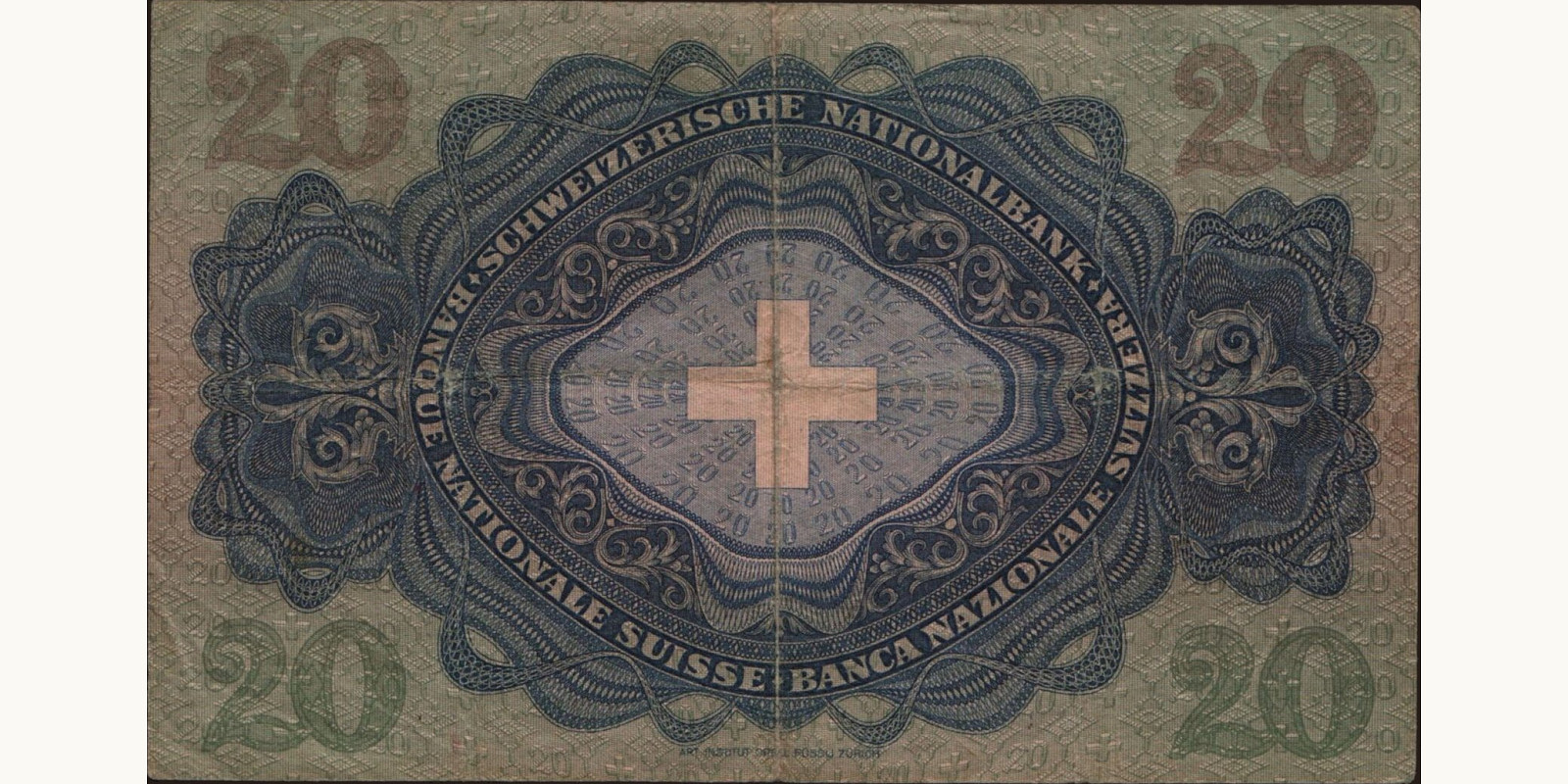 20 franc Switzerland 1929 — Back side