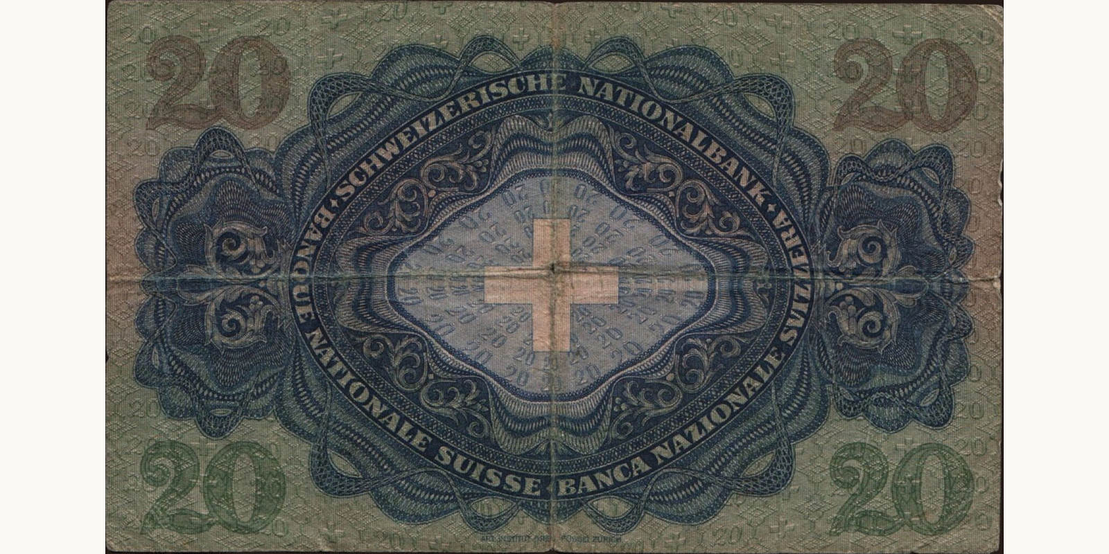 20 franc Switzerland 1942 — Back side
